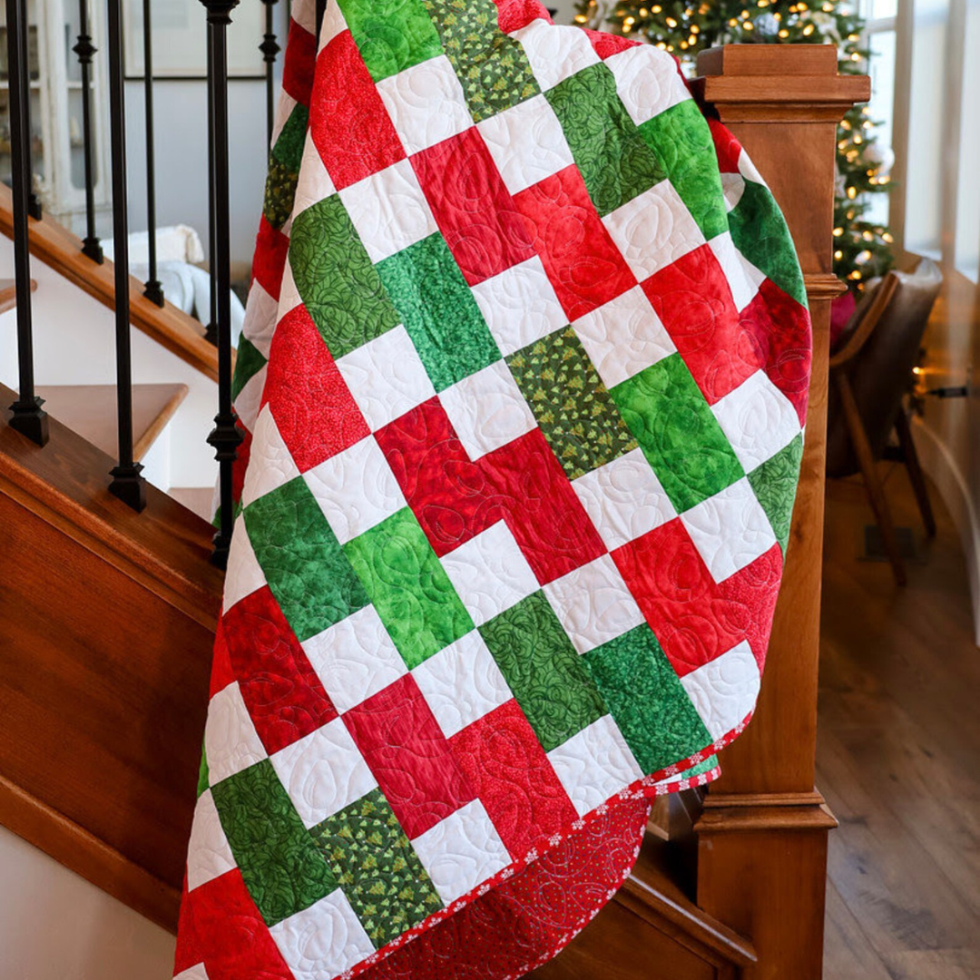 Brick Merry Christmas Quilt Kit Fabric Pattern and Binding and backing Included ALL PRE CUT easy beginner