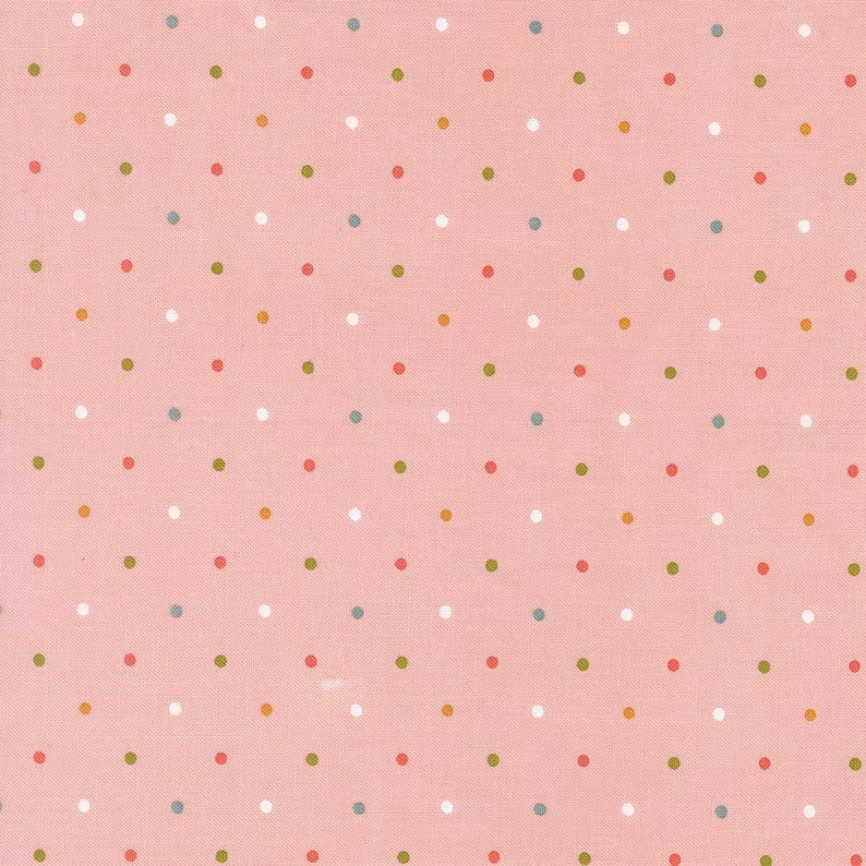 END OF BOLT 1006 Wild Honey 5230-52 by Lella Boutique for Moda Fabrics Magic Dot print with pink Background 100% cotton quilting fabric