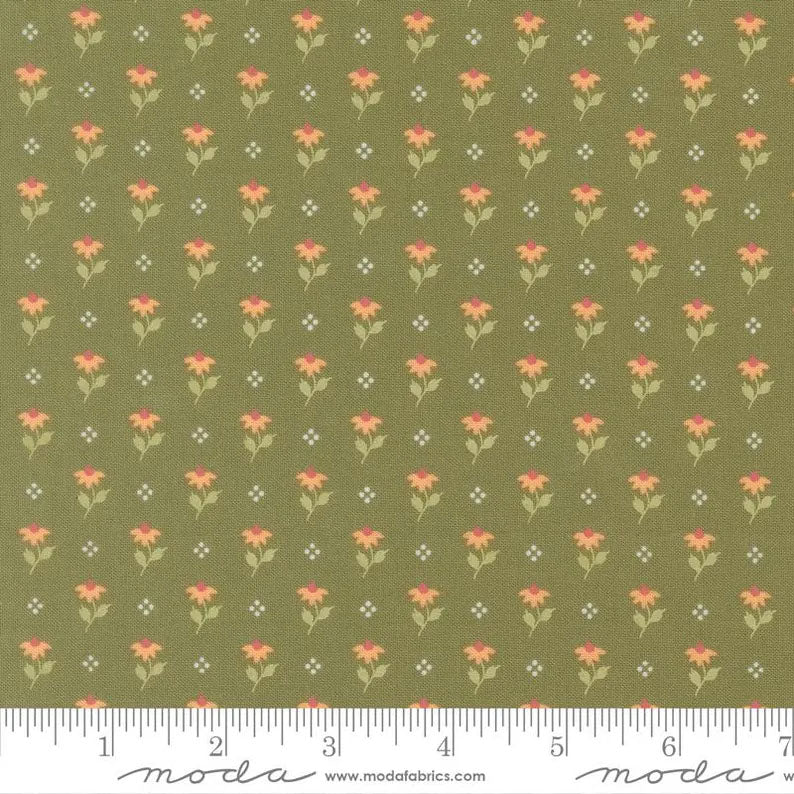 END OF BOLT 1012 Wild HoneyModa 5252 15 Fern by Lella Boutique Background 100% cotton quilting fabric