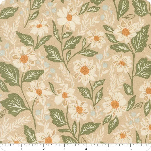 END OF BOLT 1072 True Love Oatmeal Romance Blooms 5260 12 by Lella Boutique 100% cotton quilting fabric