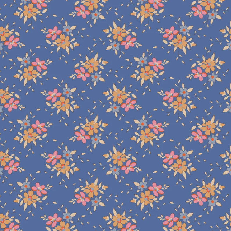 END OF BOLT 1073 Tilda Frida Blue 130132 blue background 100% cotton quilting fabric