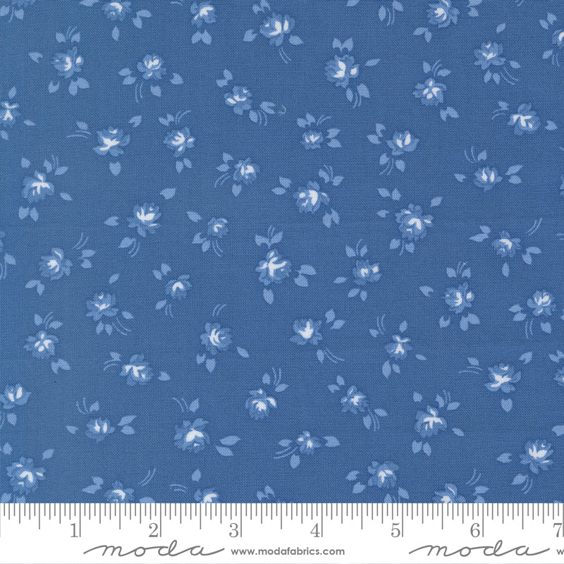 END OF BOLT 1090 Blueprint by Camille Roskelle Grace Small Floral Sea 55331.17 Blue background 100% cotton quilting fabric