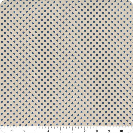 END OF BOLT 1168 Creating Memories Blue Polka Dot 160071 by Tilda background 100% cotton quilting fabric
