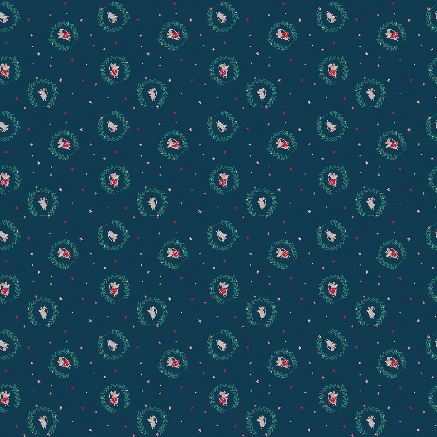 END OF BOLT 1180 Nutcracker Tradition Christmas Mice Midnight Blue background 100% cotton quilting fabric