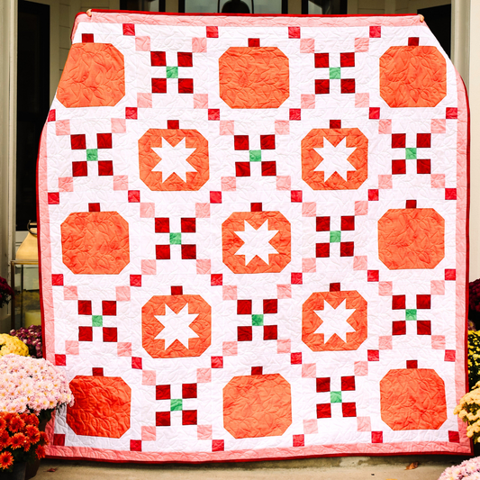 Pumpkins Stars and Chains Pre-Cut Ready-To-Sew Quilt Kit Riley Blake Shabby Fabric