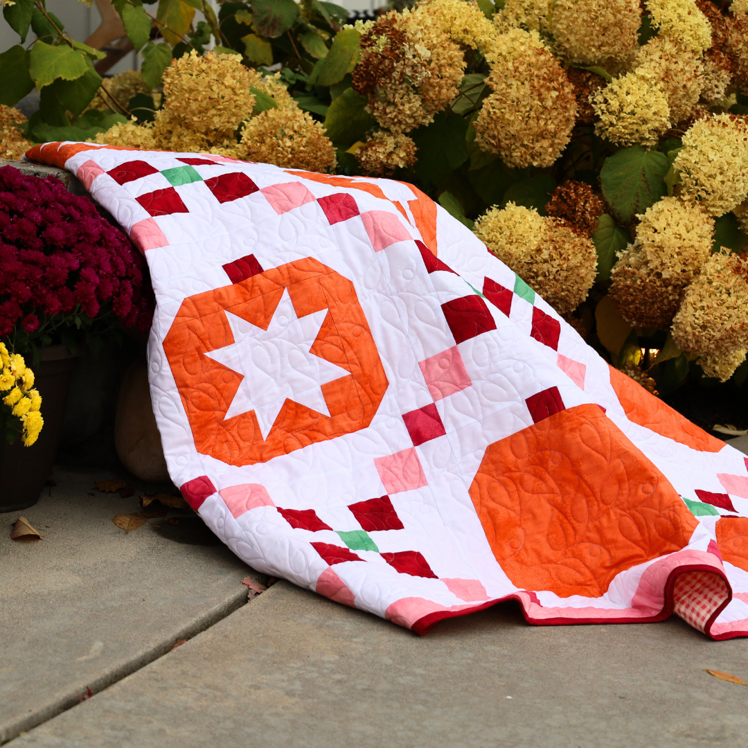 Pumpkins Stars and Chains Pre-Cut Ready-To-Sew Quilt Kit Riley Blake Shabby Fabric