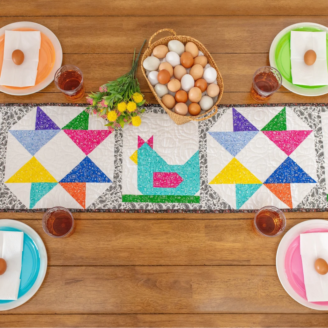 Funky Chicken Table Runner Kit ALL PRE CUT 16" X 60" Beginner Friendly