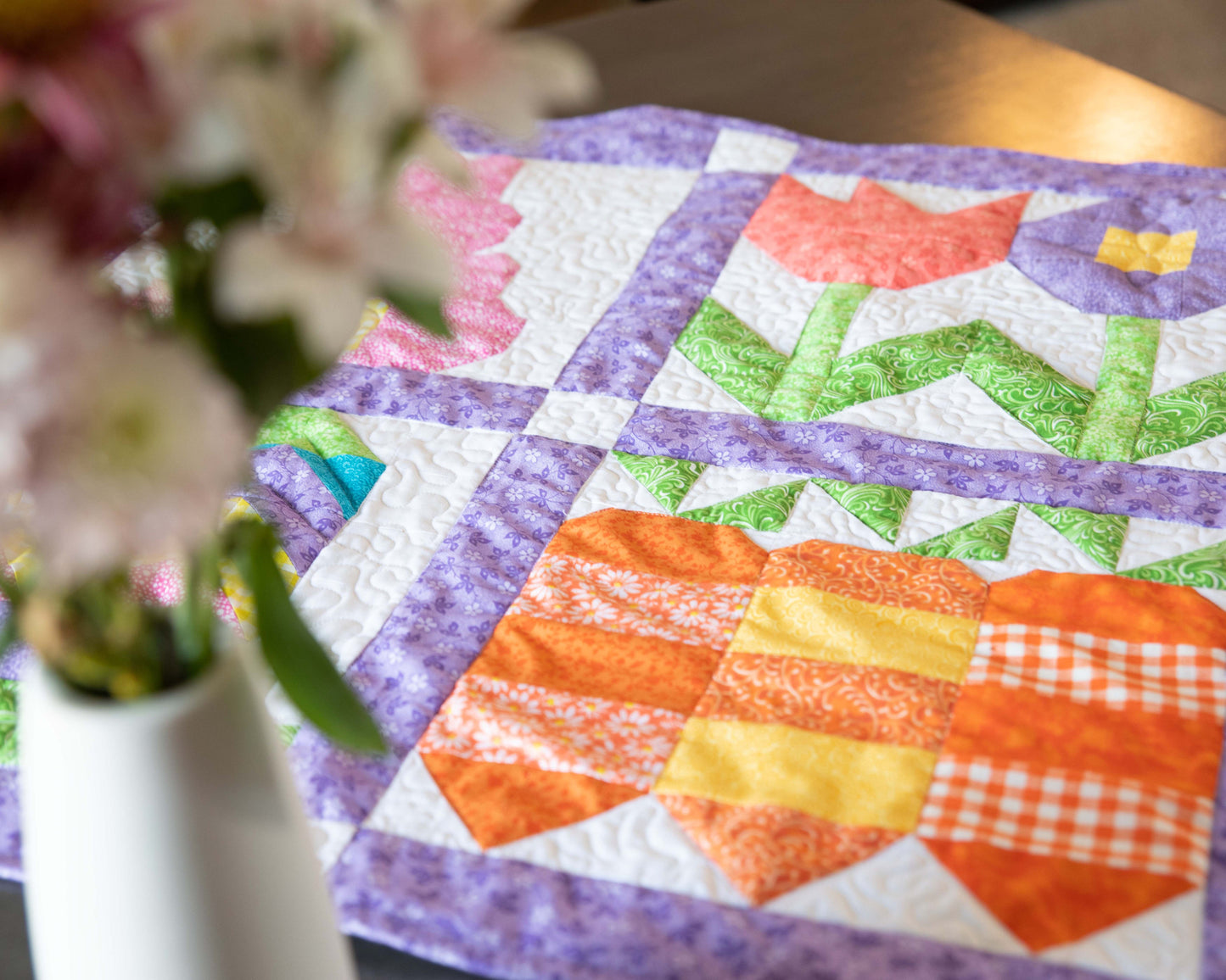 Signs of Spring Easter Bunny Easter Egg Table Runner Quilt Kit Fabric Pattern Binding Backing ALL PRE CUT 16" X 60"