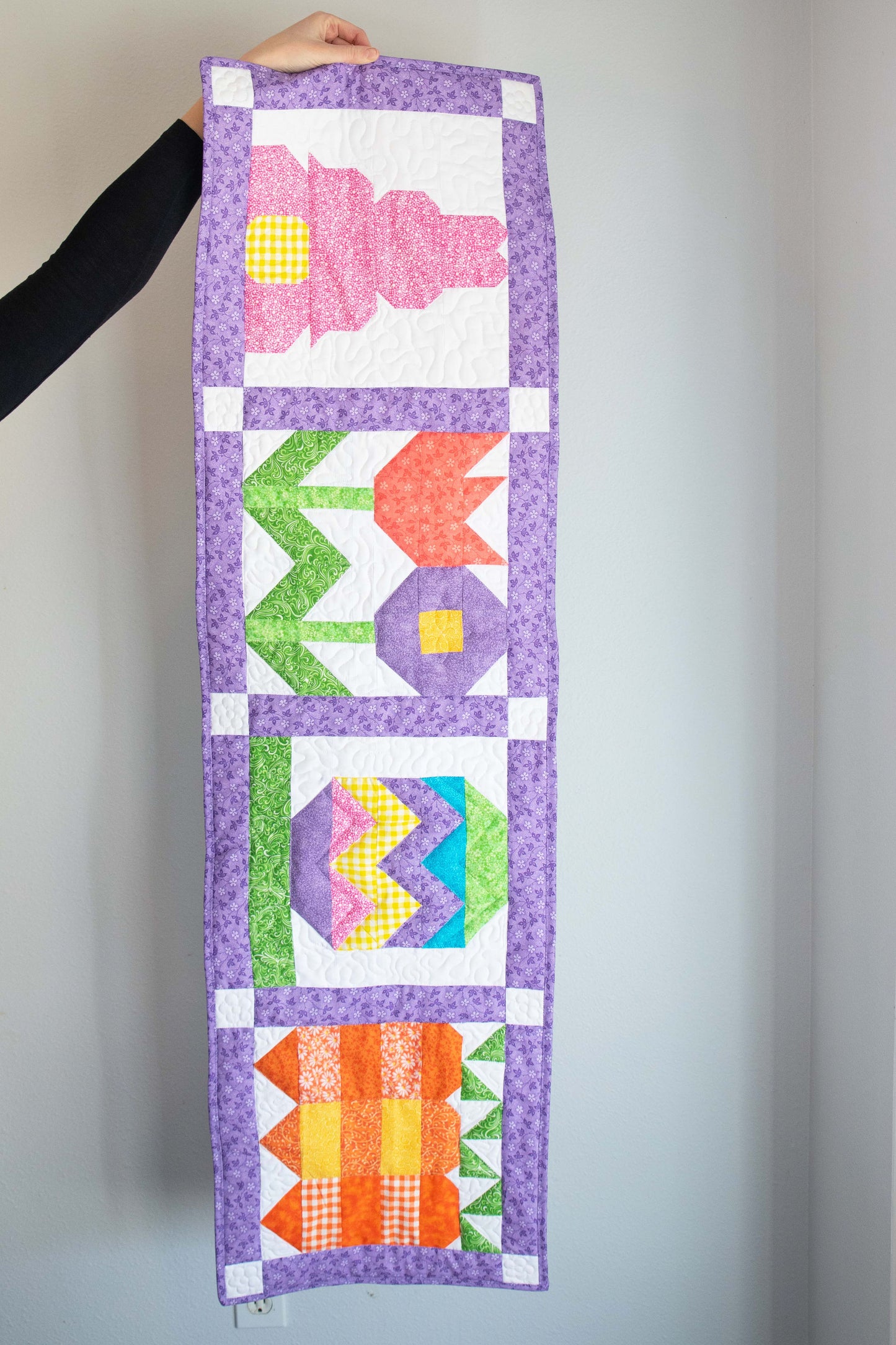 Signs of Spring Easter Bunny Easter Egg Table Runner Quilt Kit Fabric Pattern Binding Backing ALL PRE CUT 16" X 60"