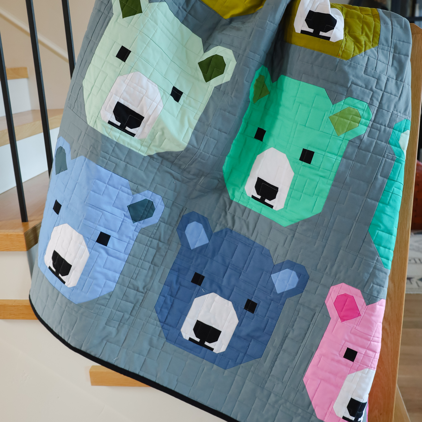 Bjorn Bear Precut Sew-Ready Quilt Kit Featuring Moda Bella Solids