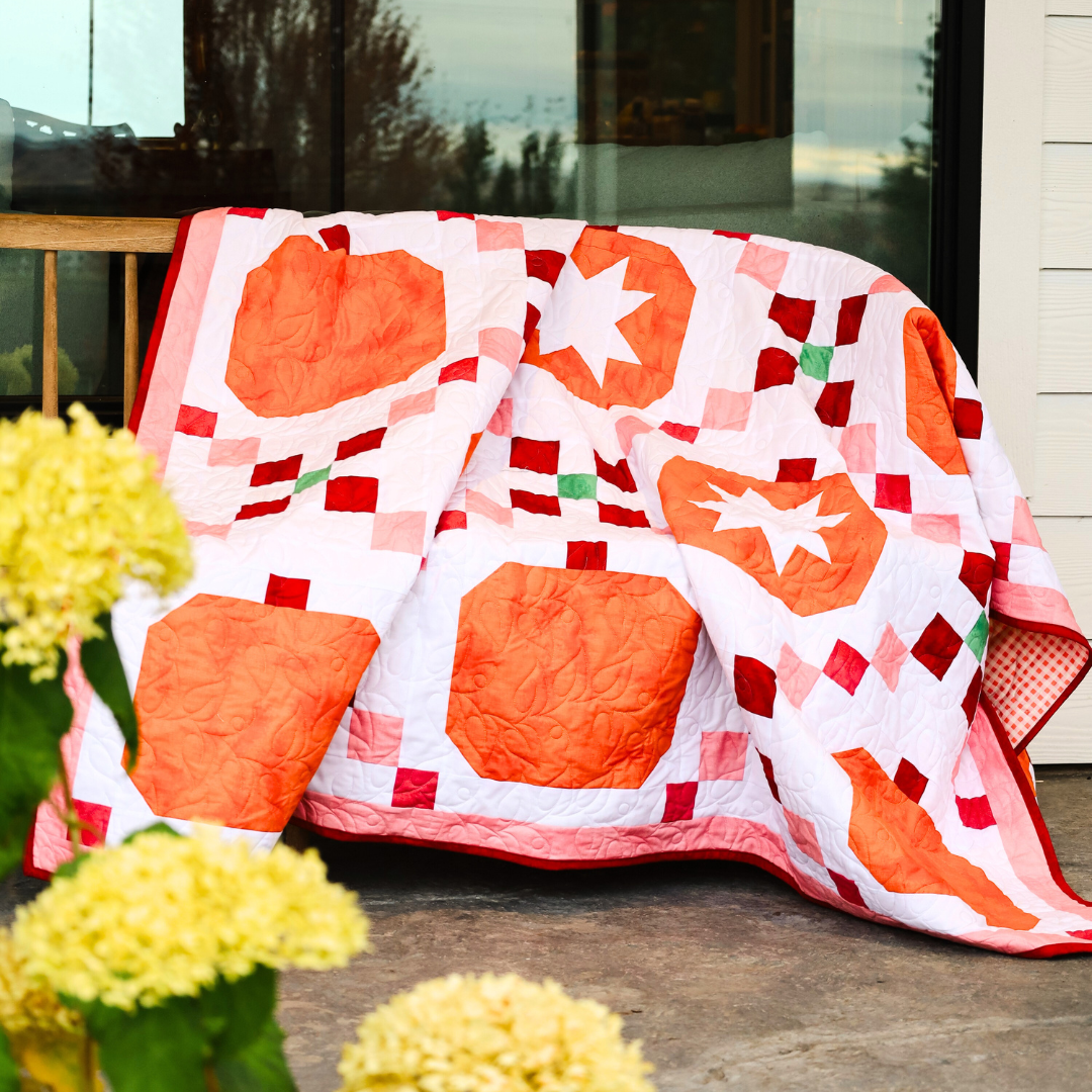 Pumpkins Stars and Chains Pre-Cut Ready-To-Sew Quilt Kit Riley Blake Shabby Fabric
