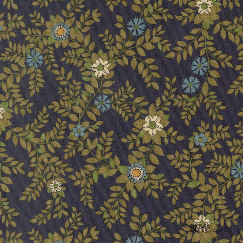END OF BOLT 714 Chelsea Garden Moda Fabrics Midnight 33853 19 Fabric background 100% cotton quilting fabric