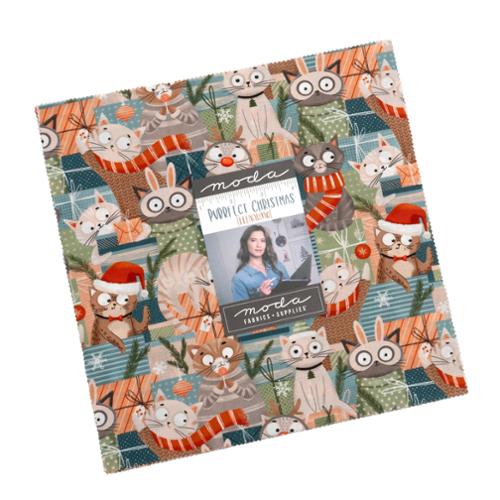 Purrfect Christmas Layer Cake® 39040LC Moda Precuts Layer Cake 10" squares quilt fabric by Elena Amo Kitty Christmas