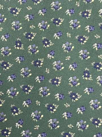 END OF BOLT 763 Blue Flowers on Green background 100% cotton quilting fabric