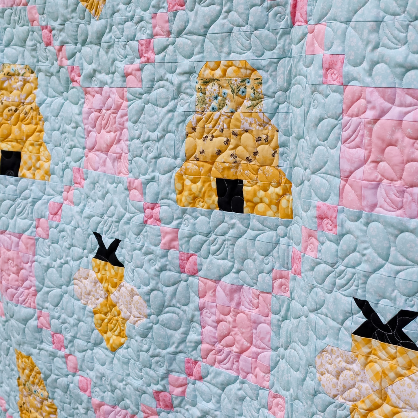 Honeycomb Bliss Pre Cut Quilt Kit Ft. New Sunny Bee Fabric | 60" x 72" | Custom Plushmere available