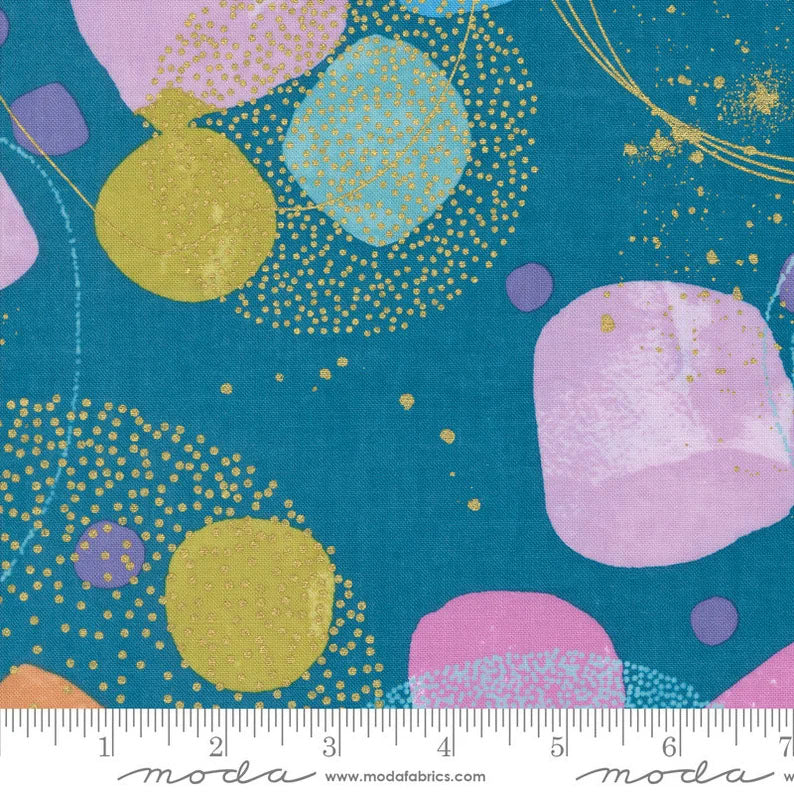 END OF BOLT 874 Flirtation Dancing Horizon Metallic by Zen Chic for Moda Fabrics 1830 14M Background 100% cotton quilting fabric