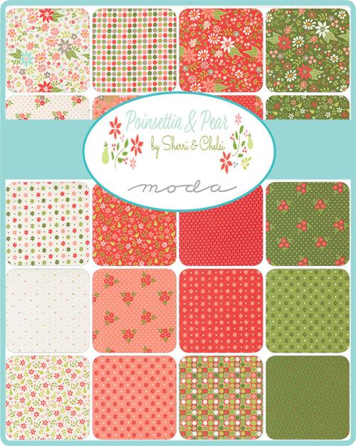 Poinsettia and Pear Layer CakeĀ® 37710LC Moda Precuts 100% cotton quilting fabric 10" squares quilt fabric by Sherri & Chelsi