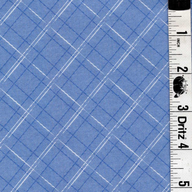END OF BOLT 771 blue white plaid Fabric background 100% cotton quilting fabric