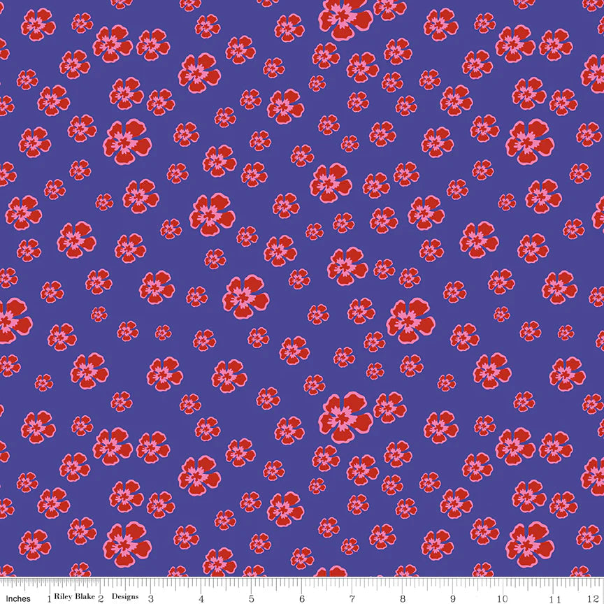 END OF BOLT 26 Riley Blake C15547 Botanic Blast Purple 100 percent cotton fabric