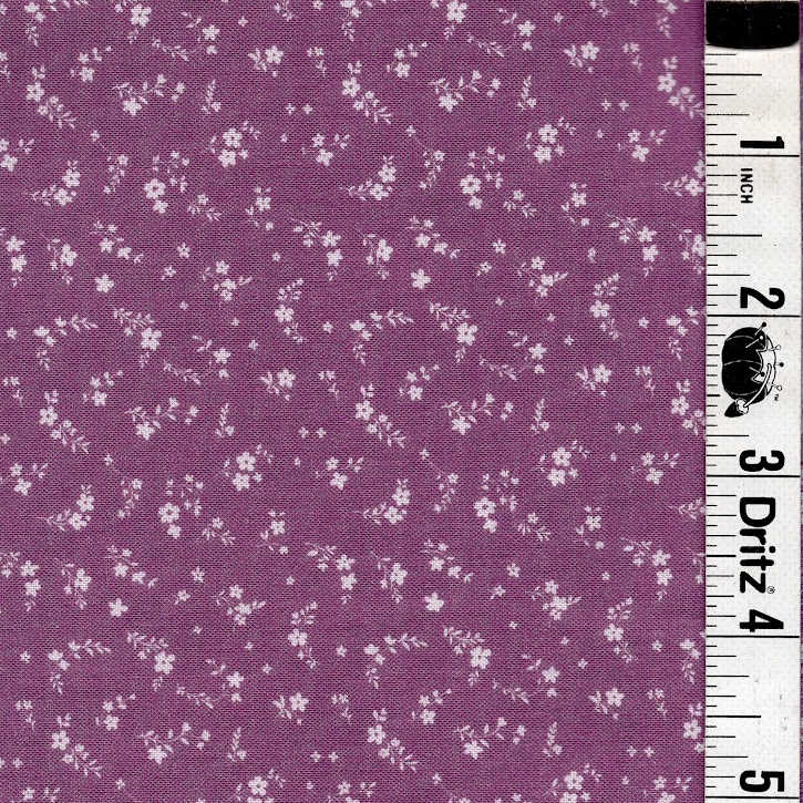 END OF BOLT 928 White Flowers on Purple Background 100% cotton quilting fabric
