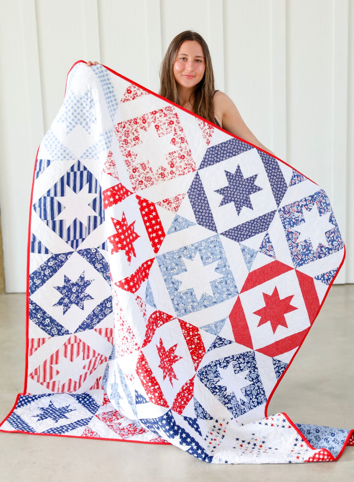 How They Shine Sew-Ready Quilt kit Featuring Freedom Garden by Riley Blake 64" x 80"
