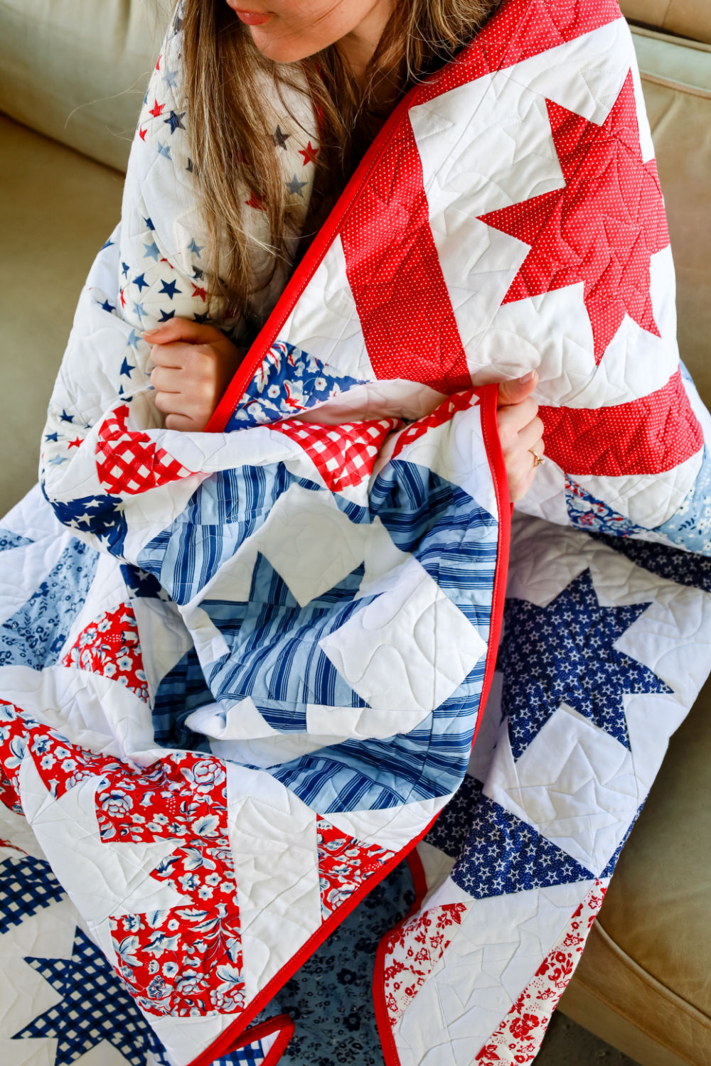 How They Shine Sew-Ready Quilt kit Featuring Freedom Garden by Riley Blake 64" x 80"