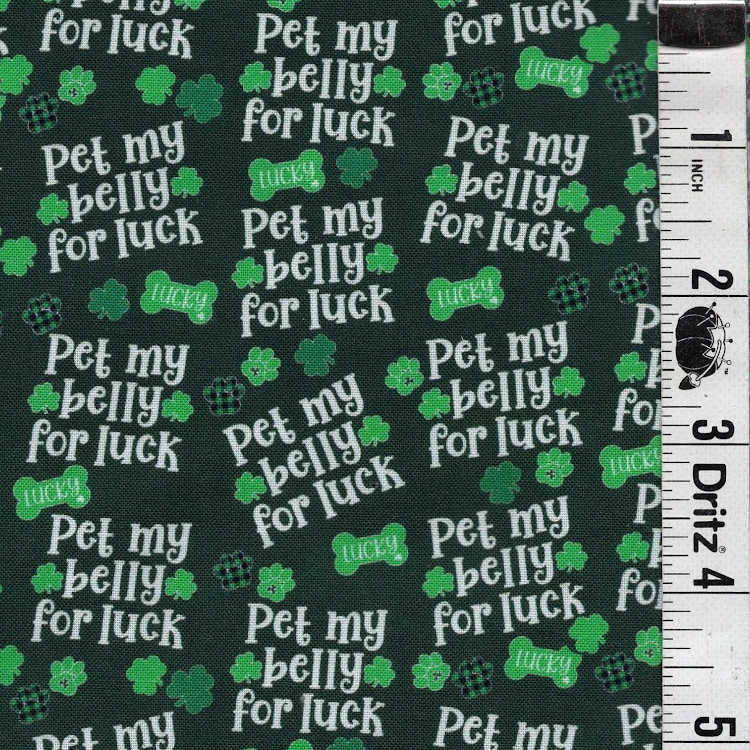 END OF BOLT 700 Green St Patricks Day Dog Fabric background 100% cotton quilting fabric