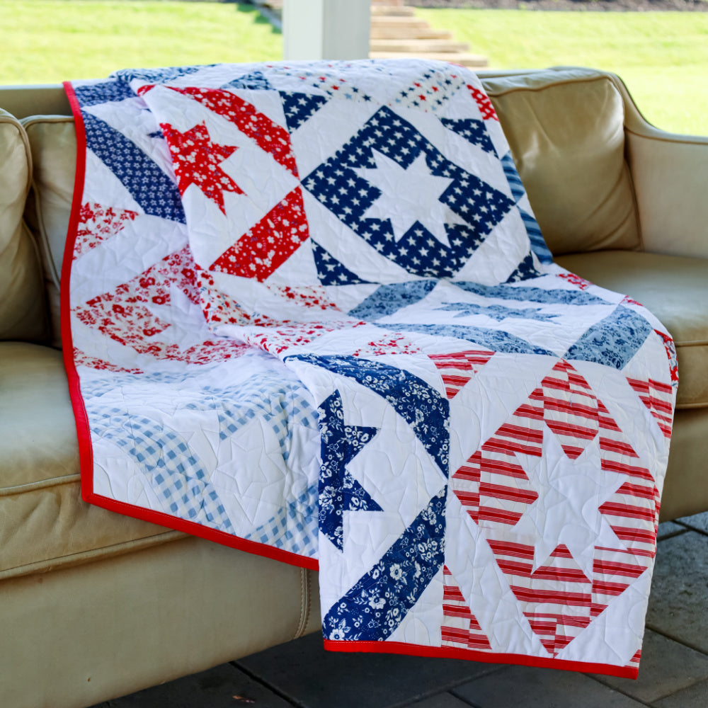 How They Shine Sew-Ready Quilt kit Featuring Freedom Garden by Riley Blake 64" x 80"