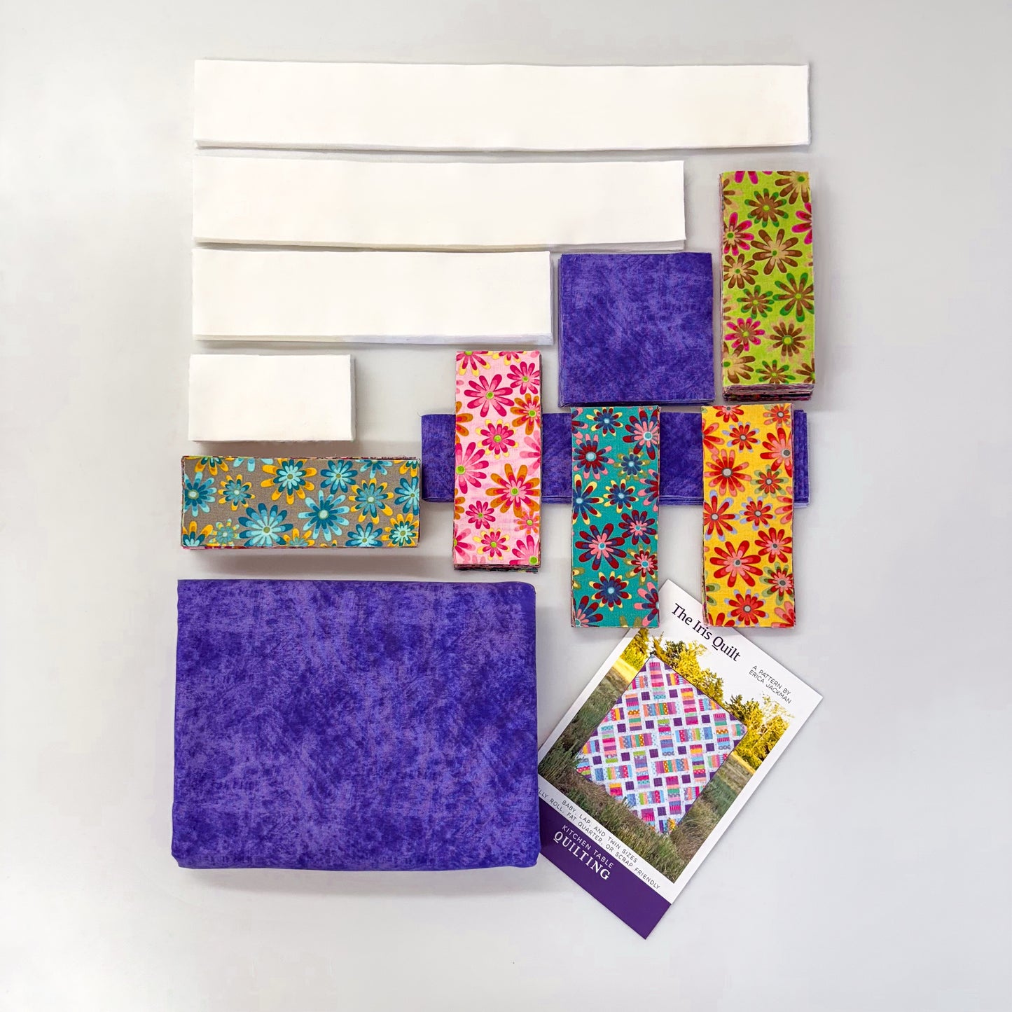 Crazy Daisy Quilt Kit Fabric Pattern and Binding and backing Included ALL PRE CUT Iris pattern Kitchen table quilts 59 X 69 Beginner