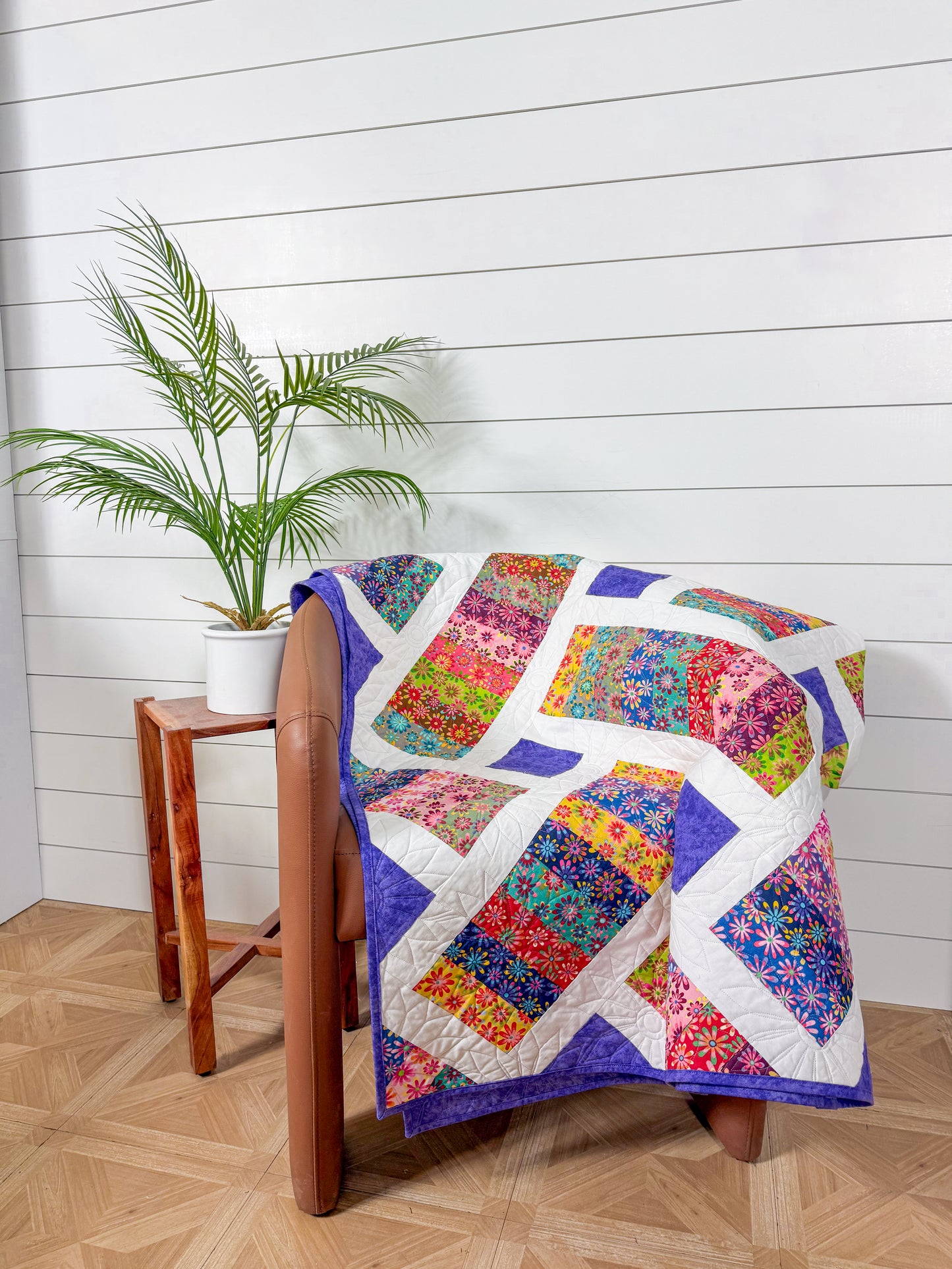 Crazy Daisy Quilt Kit Fabric Pattern and Binding and backing Included ALL PRE CUT Iris pattern Kitchen table quilts 59 X 69 Beginner