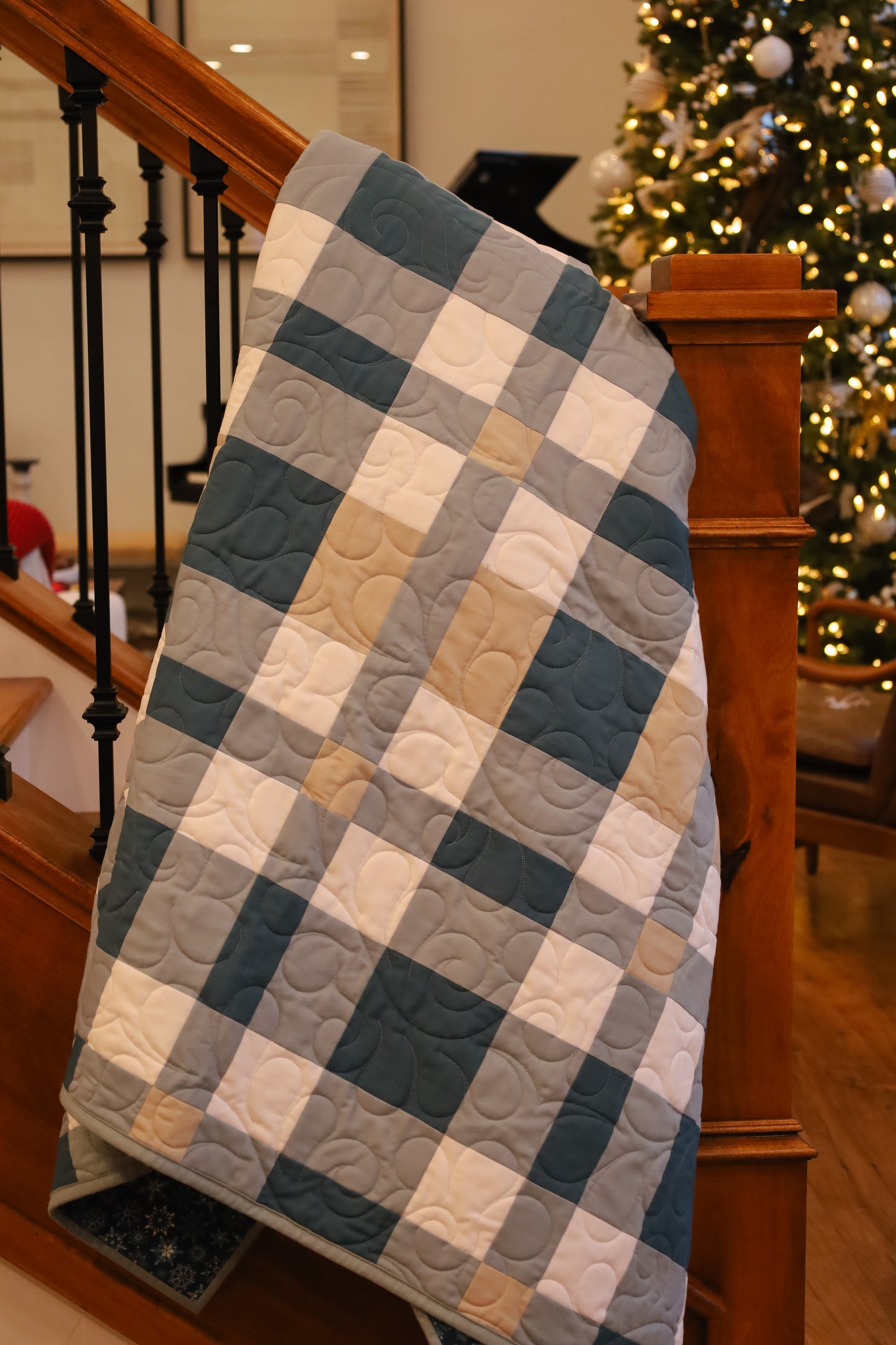 Toasty Tartan Blue Precut Sew-Ready Quilt Kit featuring Riley Blake Confetti Cotton Solids