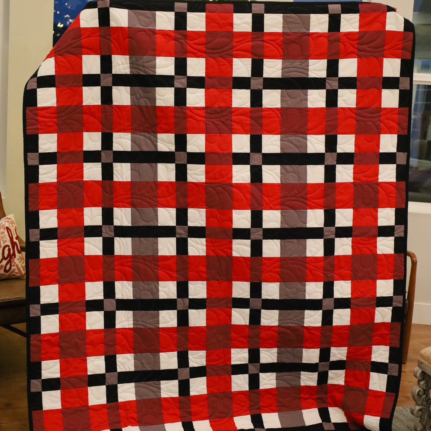 Toasty Tartan Red Precut Sew-Ready Quilt Kit featuring Riley Blake Confetti Cotton Solids