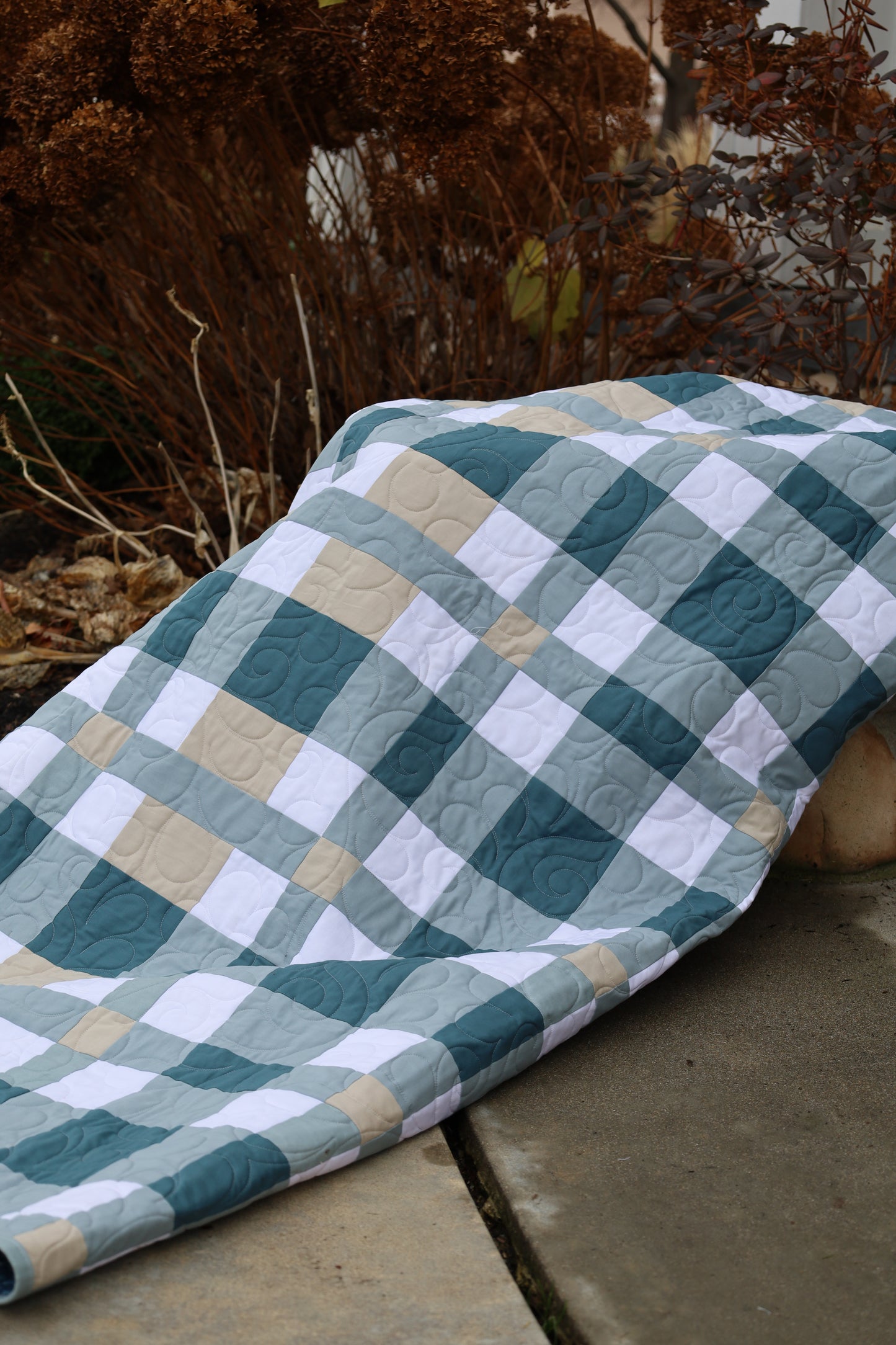 Toasty Tartan Blue Precut Sew-Ready Quilt Kit featuring Riley Blake Confetti Cotton Solids