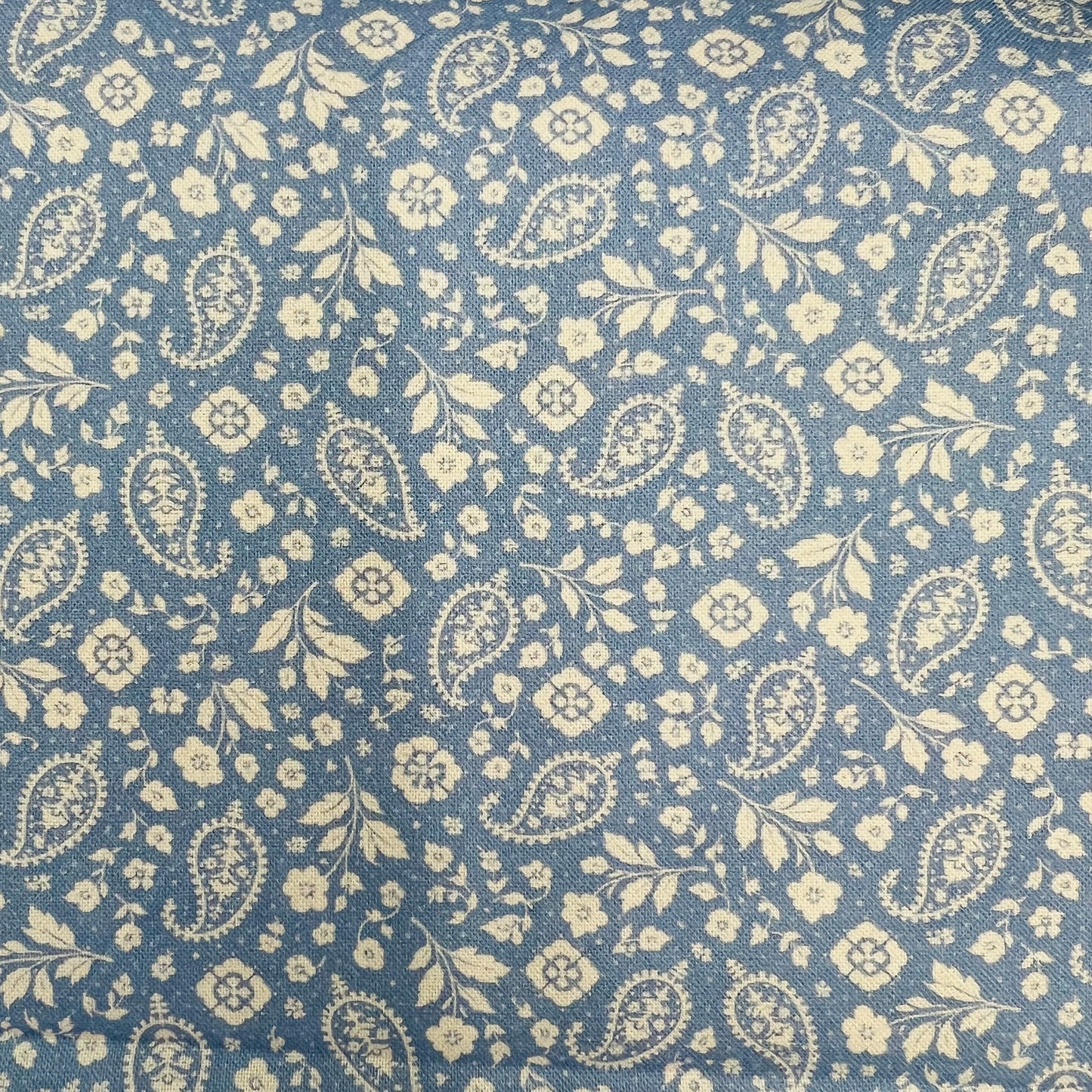 END OF BOLT 752 Light Blue Paisley Floral Fabric background 100% cotton quilting fabric