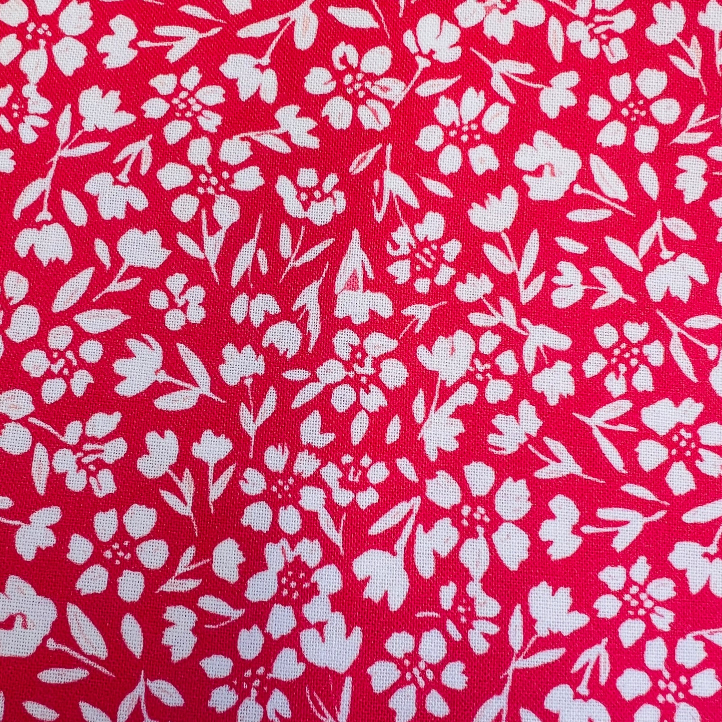 END OF BOLT 754 White Flowers on Pink Background Fabric background 100% cotton quilting fabric
