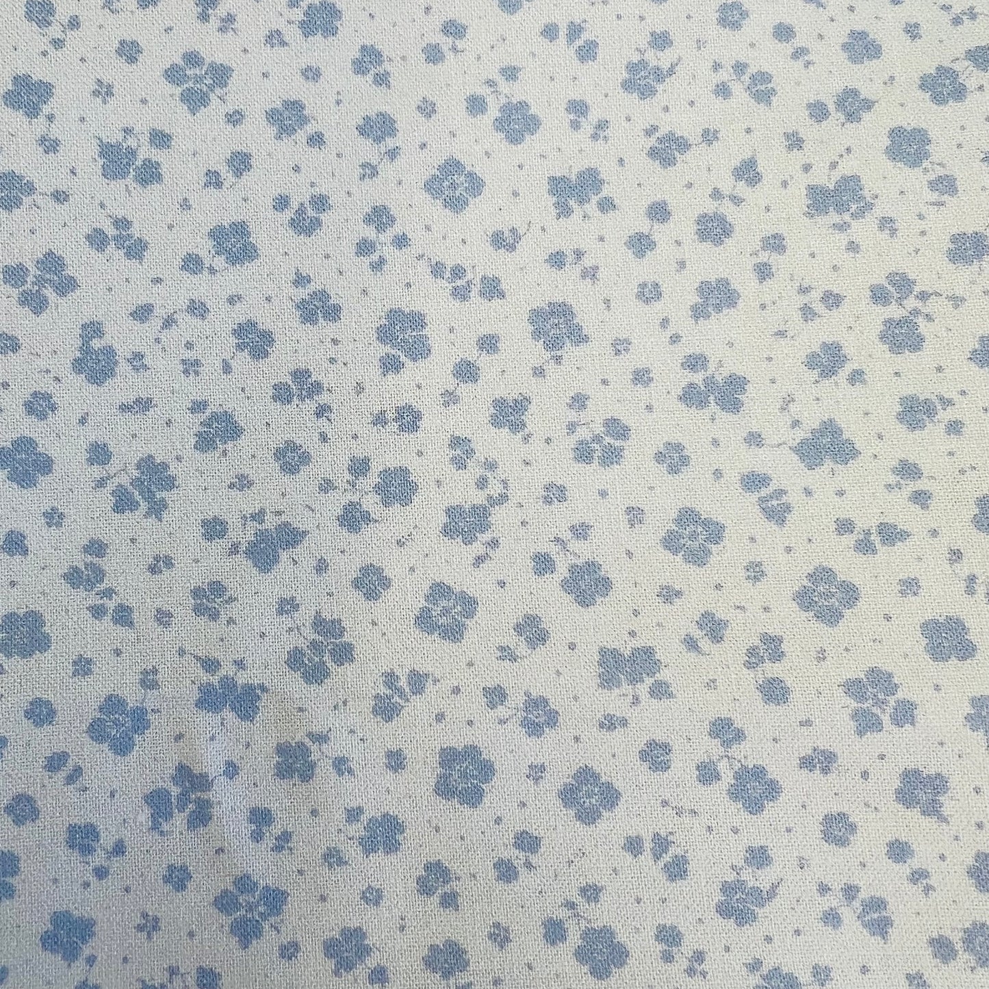 END OF BOLT 764 Blue Flowers on Cream background 100% cotton quilting fabric
