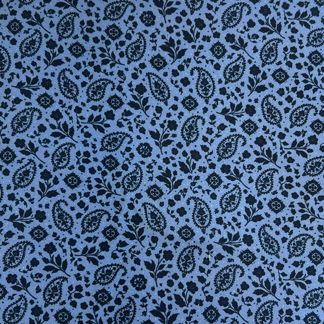 END OF BOLT 781 Blue Paisley Floral background 100% cotton quilting fabric