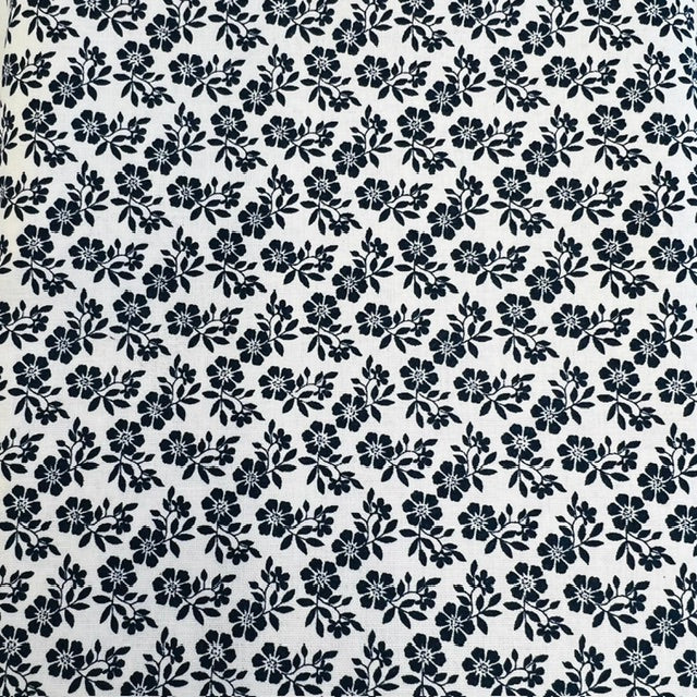 END OF BOLT 862 My Fabric Addiction Navy Blue Floral on White background 100% cotton quilting fabric
