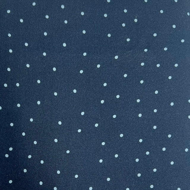 END OF BOLT 910 Light Blue Polka Dots on Navy Blue Background 100% cotton quilting fabric