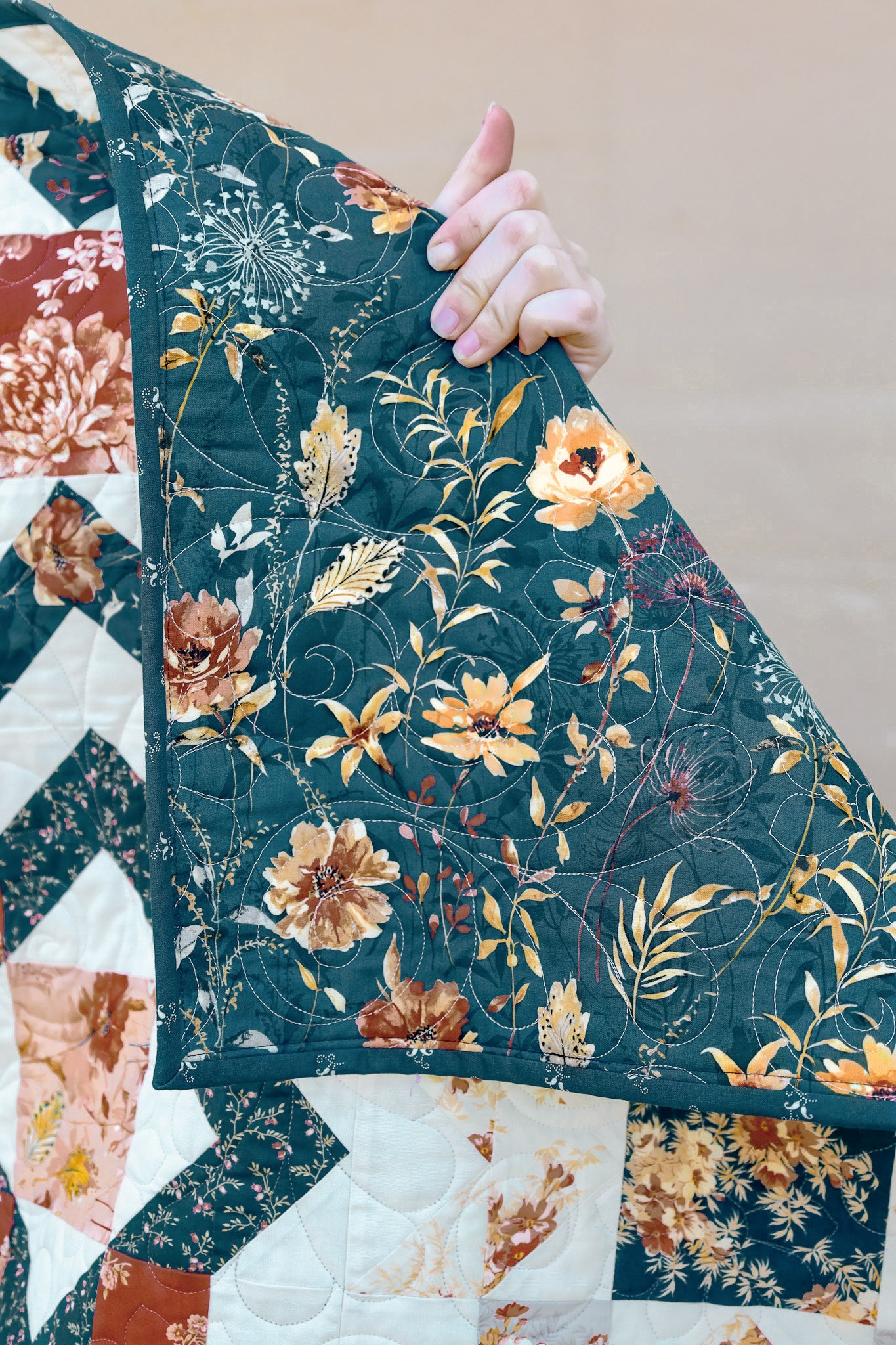 Moda Sandalwood Indigo backing for Phoebe quilt, 4 yards