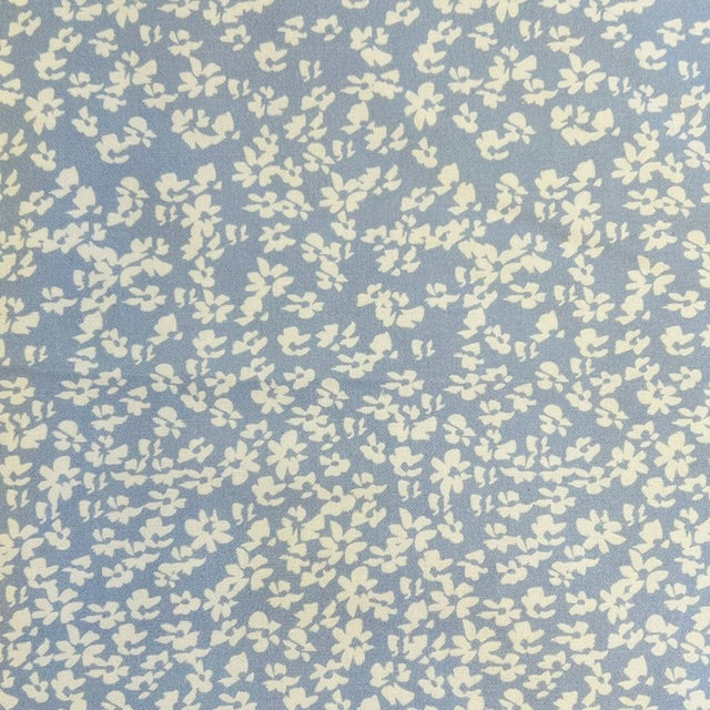 END OF BOLT 942 My Fabric Addiction White flowers on Light Blue Background 100% cotton quilting fabric