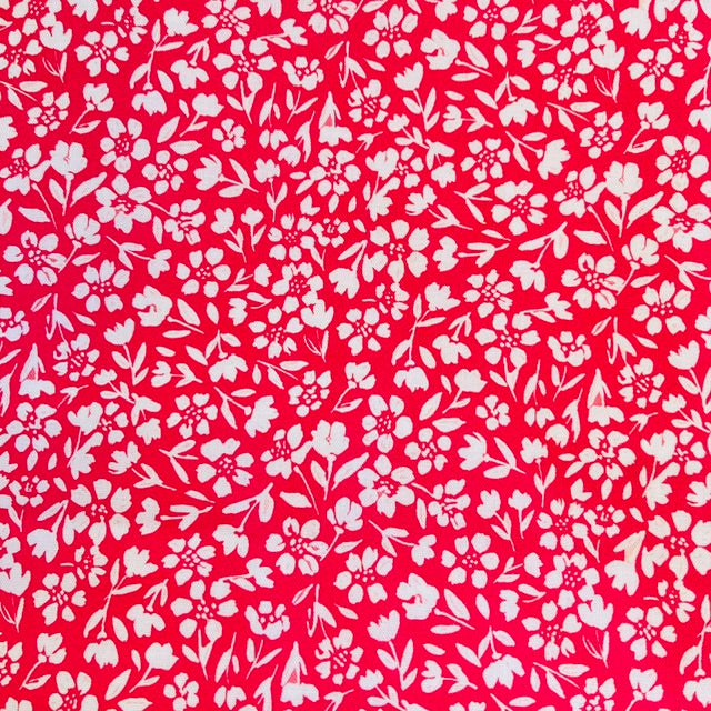 END OF BOLT 957 My Fabric Addiction White Flowers on Pink Background 100% cotton quilting fabric