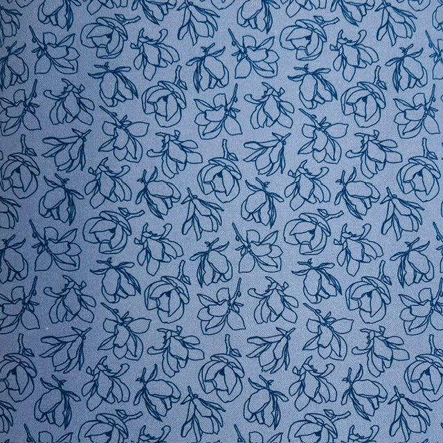 END OF BOLT 1028 My Fabric Addiction Blue Flowers on Blue Background 100% cotton quilting fabric