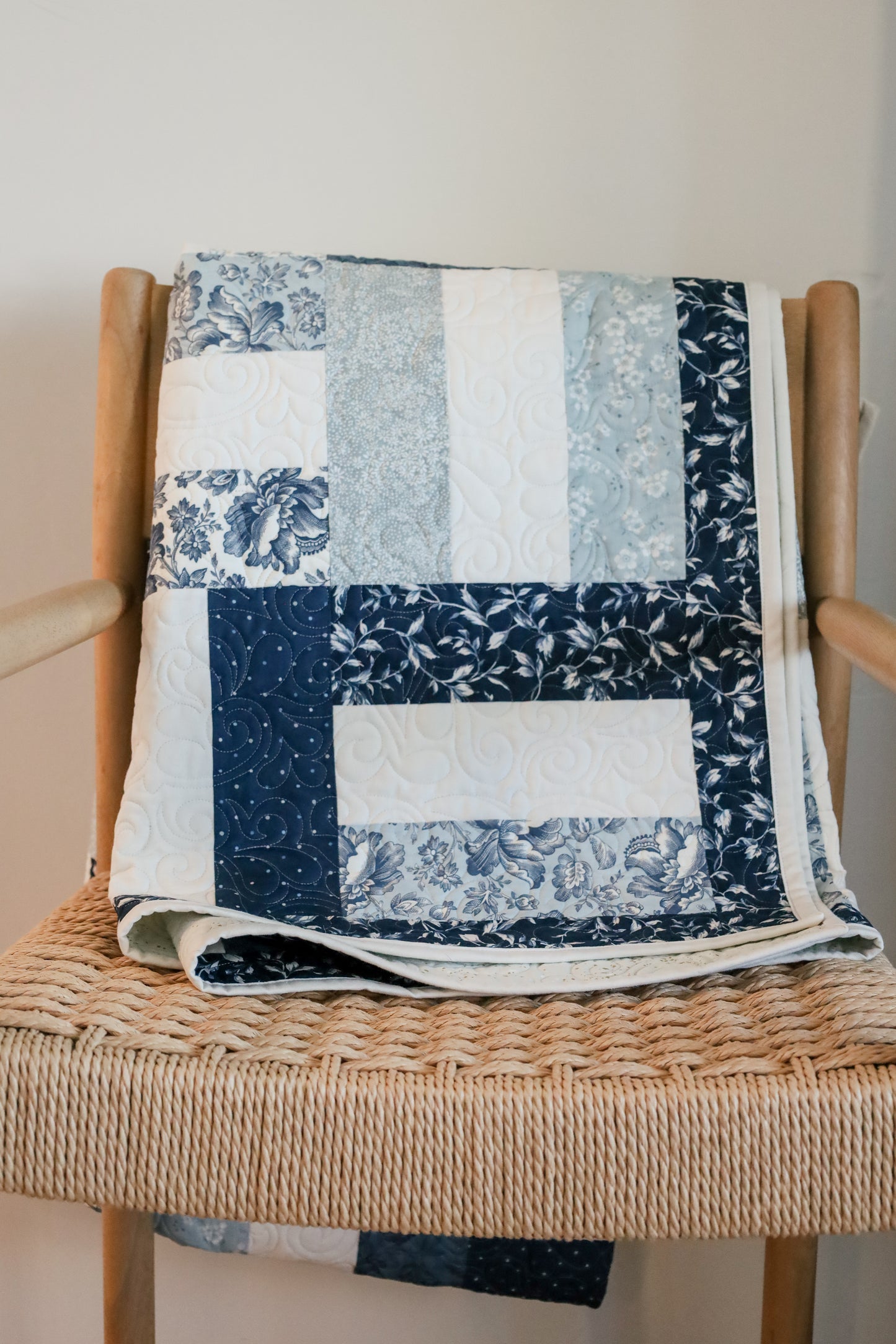 Picket Fences Blue Cascade Pre-Cut Ready-To-Sew Quilt Kit (Includes Backing!)