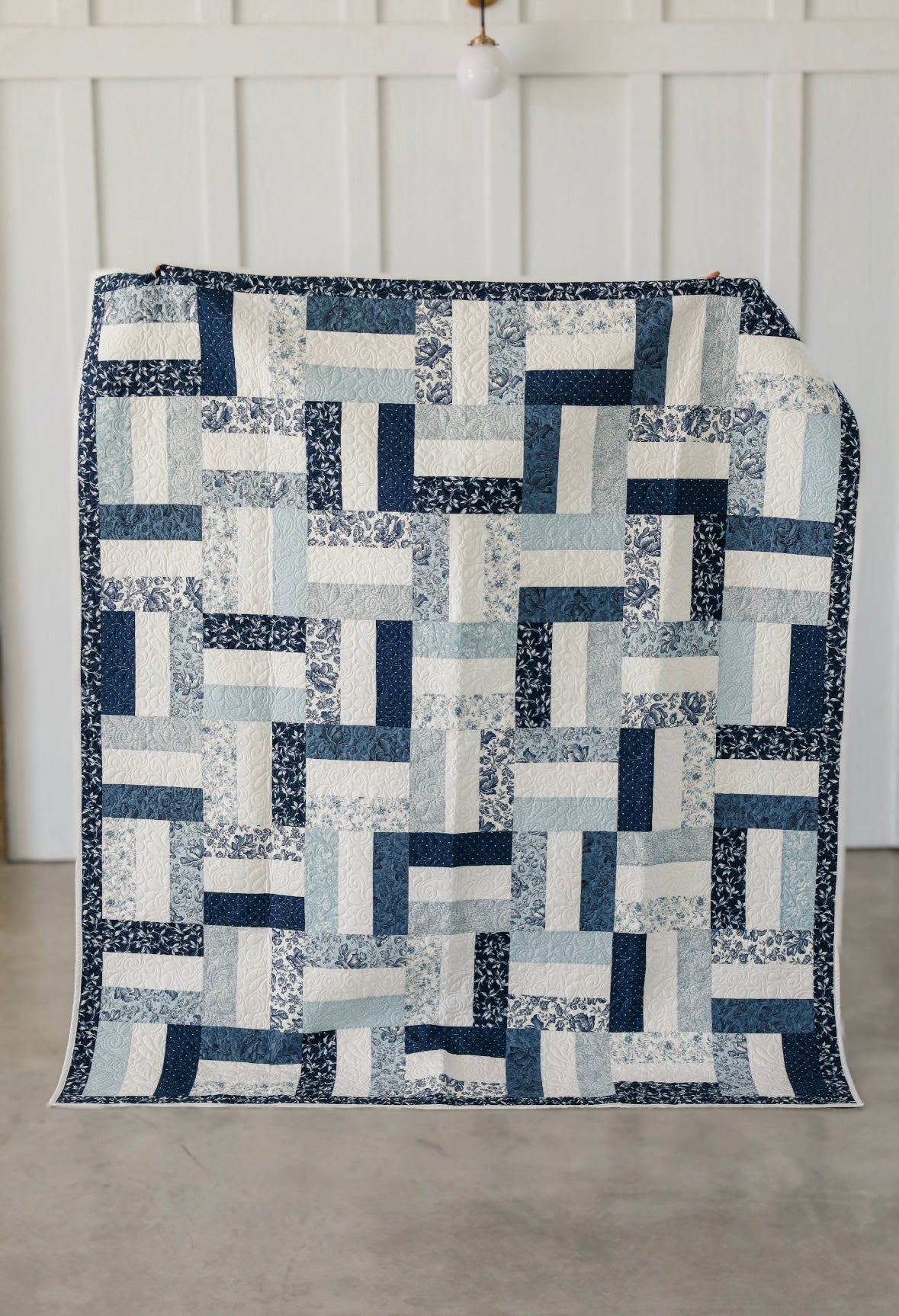 Picket Fences Blue Cascade Pre-Cut Ready-To-Sew Quilt Kit (Includes Backing!)