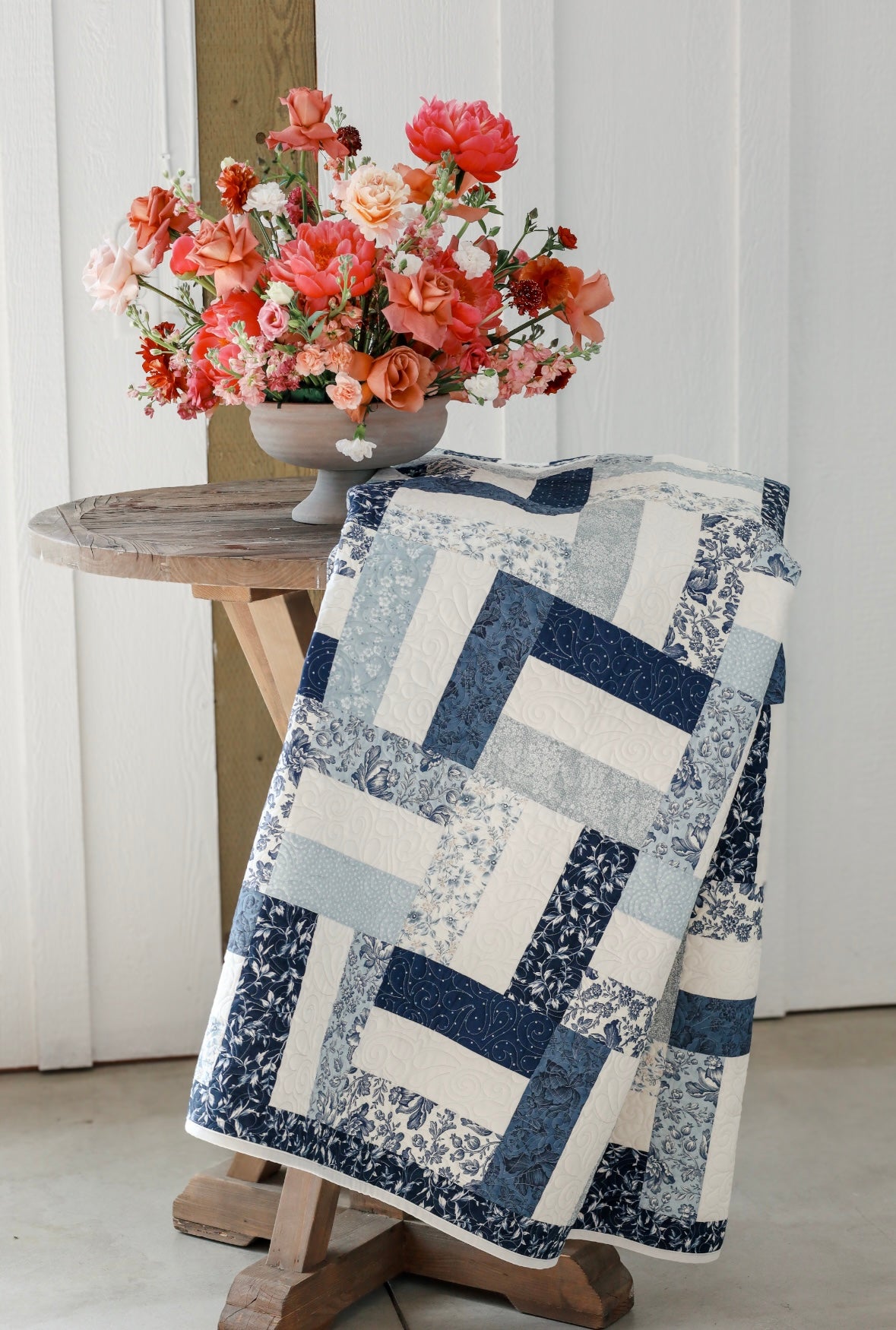Picket Fences Blue Cascade Pre-Cut Ready-To-Sew Quilt Kit (Includes Backing!)