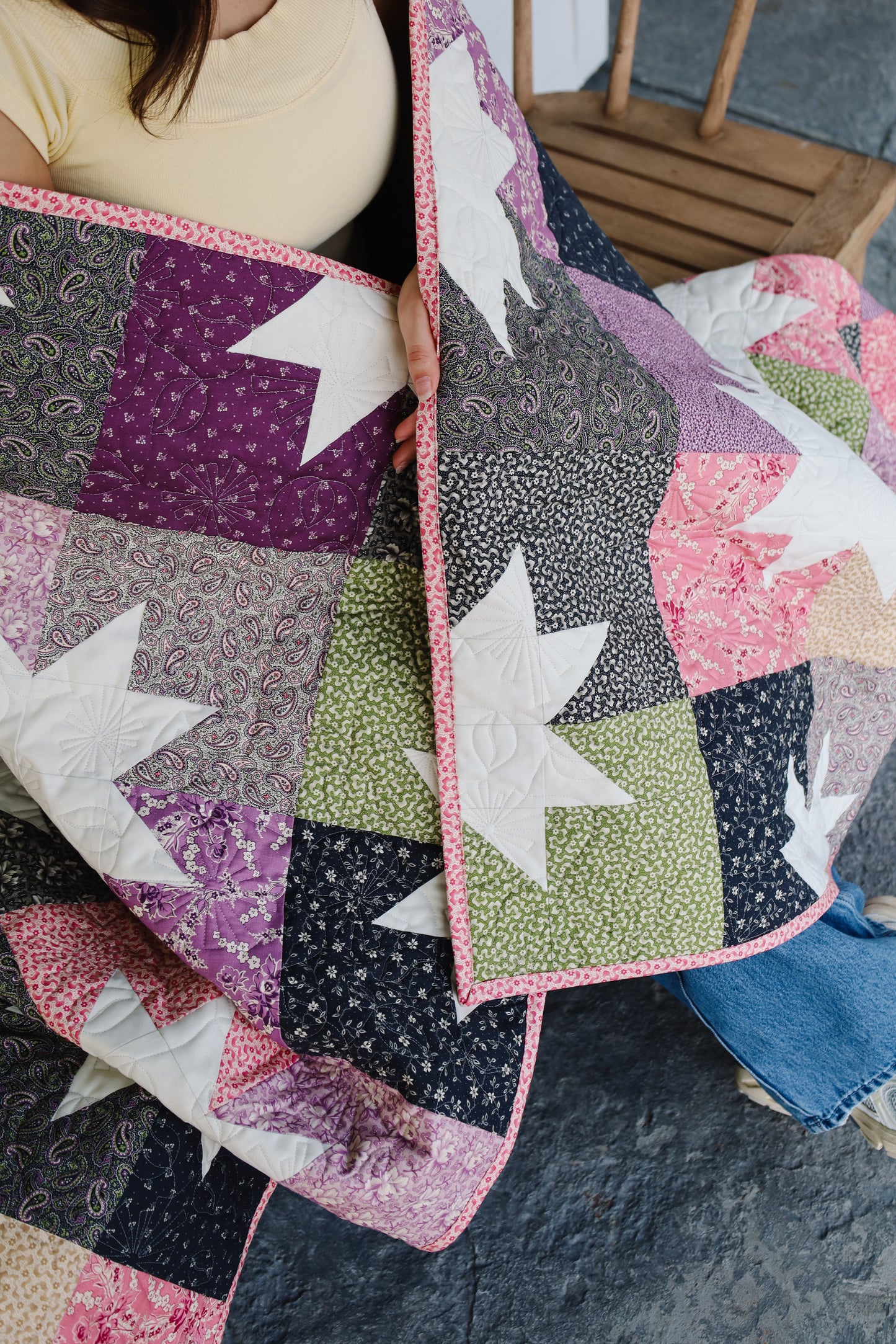Star Pop II Sew-Ready Quilt Kit Featuring Good Night Irene Moda Fabric