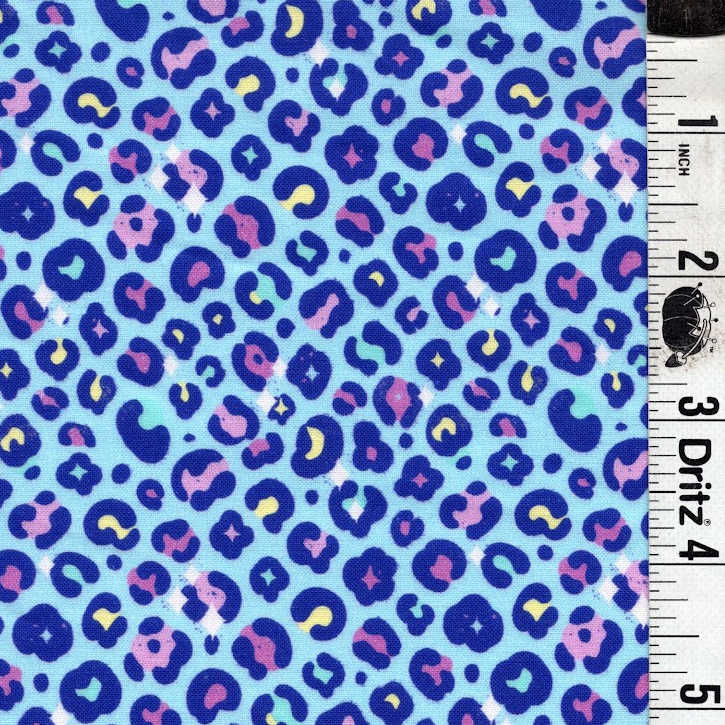 END OF BOLT 667 My Fabric Addiction Blue Purple Pink Cheetah Fabric background 100% cotton quilting fabric