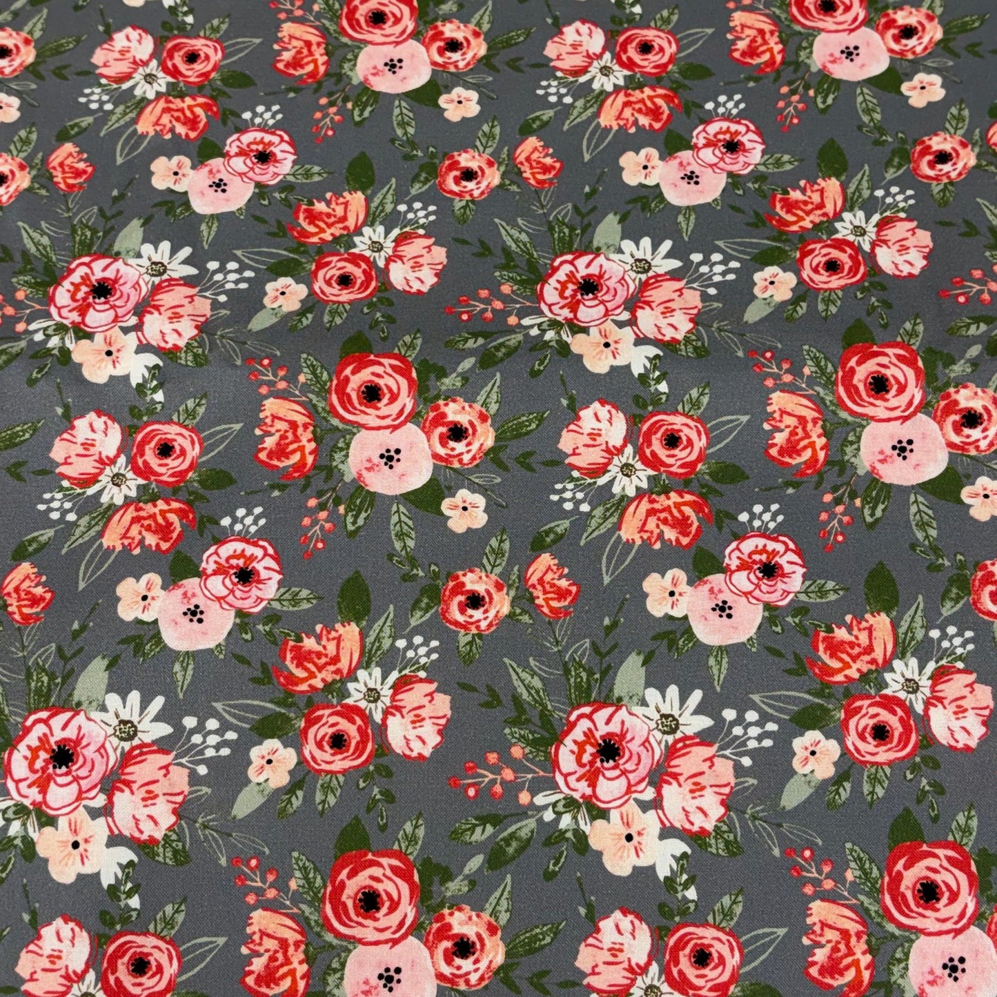 Backing for Manchester Quilt, Gray Floral, 4 yards