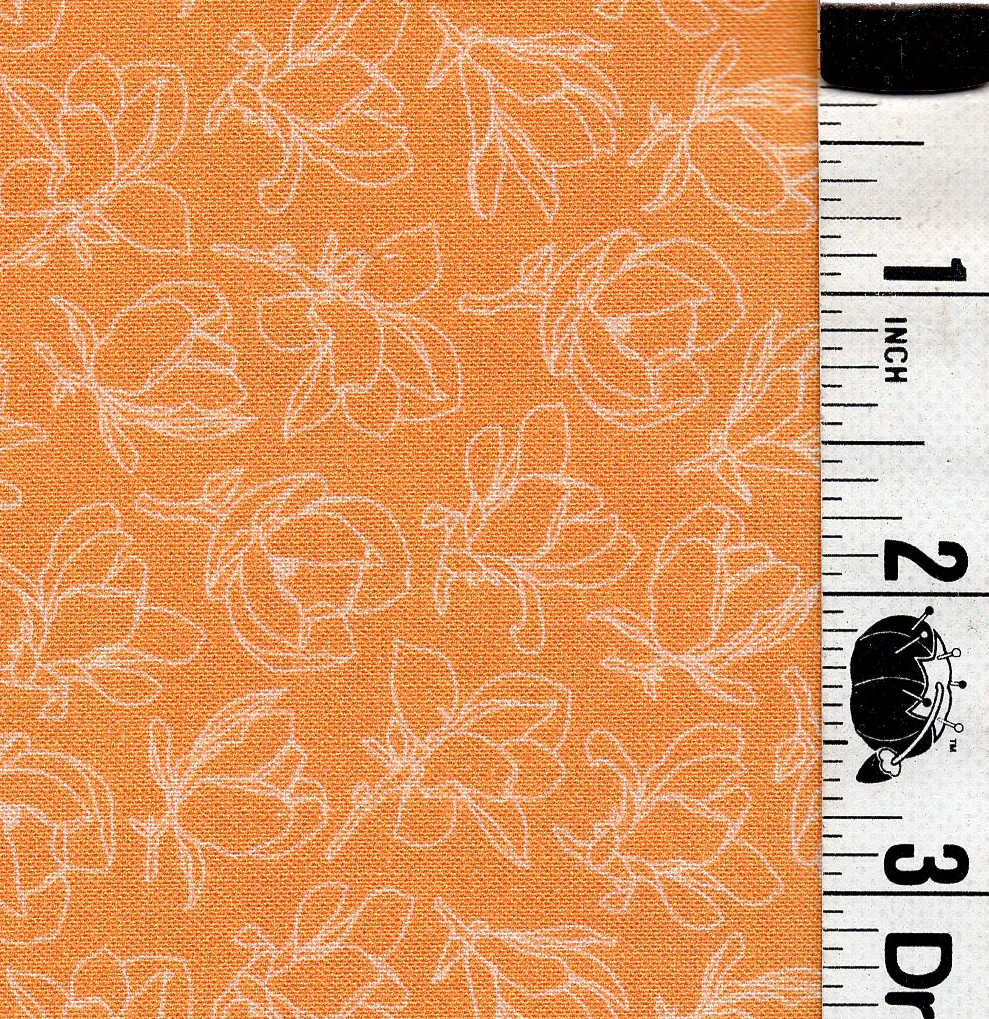 5-Yard Continuous Fabric Cuts Floral Outlines on Mustard Yellow– Endless Possibilities!